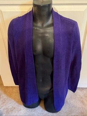Women’s Open-Front Purple Knit Sweater